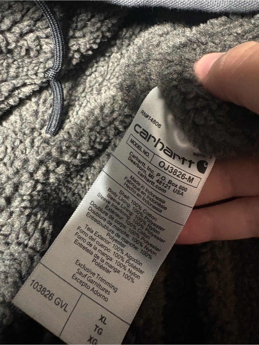 Carhartt coat Washed Duck Bartlett Jacket Sherpa lined men’s size xl gray - Picture 5 of 7
